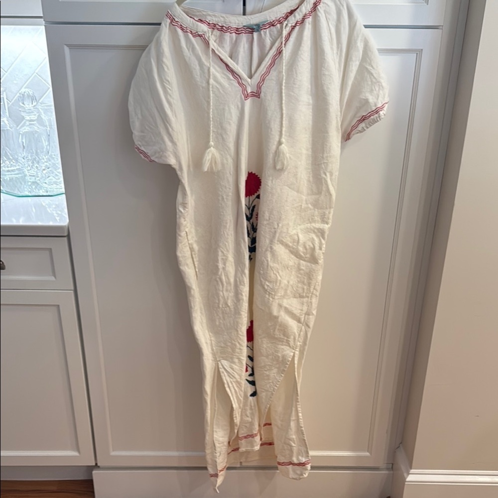 White Embroidered Kaftan Dress